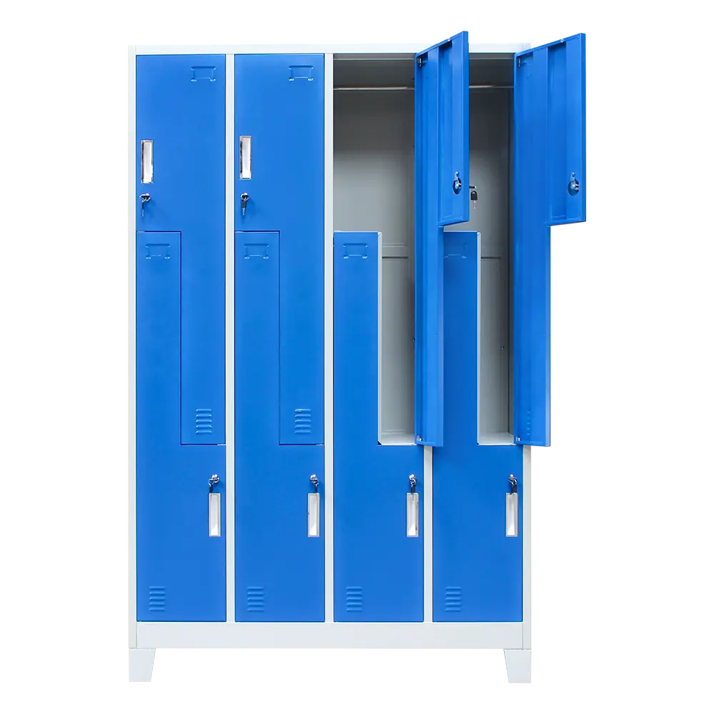 Metal 8 door Wardrobe Design L Shaped Gym Clothing Locker For Clothes Changing Room