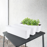 GREANER Lot de 3 bacs à plantes en plastique de 16x3,8 pouces pour usage intérieur/extérieur - Pots de style jardin pour herbes, cactus et légumes (Blanc)