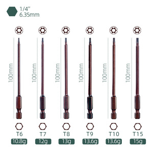 Juego de Puntas de Destornillador Torx Yunbei Yb de 100 mm, Grado Industrial, 11 Piezas: T6, T7, T8, T9, T10, T15, T20, T25, T27, T30, T40 - Product Image 2