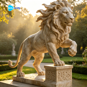 Estatua de León de Mármol Personalizada y <span class=keywords><strong>Escultura</strong></span> Decorativa Majestuosa para Jardín - Product Image 1