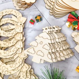 Wholesale Wooden Christmas Ornaments Merry Christmas Hanging Decor for Tree DIY Color Wooden Pendants Dropshipping - Product Image 4