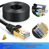 Kabel Jaringan Cat8 40Gbps 2000Mhz RJ45 tembaga murni SFTP kabel ethernet cat8 berpelindung CAT7 RJ45 CAT6A kabel patch cord jaringan 1M
