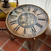 Table basse de salon avec engrenage d'horloge américain, style rétro, haut de gamme, petite table d'appoint, design luxueux pour petit appartement, séjour
