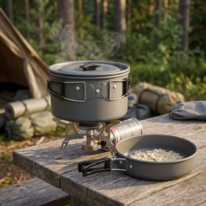 <span class=keywords><strong>Set</strong></span> da Cucina da Campeggio 15 Pezzi, Kit Portatile con Manico Pieghevole, Pentola, Bollitore e Tazze per Escursioni e Picnic - Product Image 5