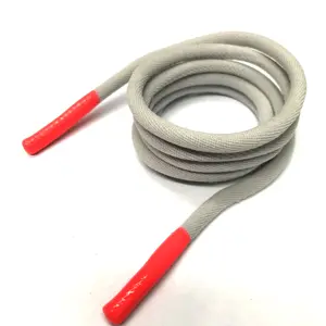 Cordoncino elastico in nylon grigio con coulisse per estremità in silicone con cappuccio