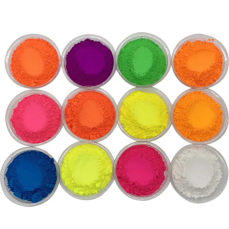 Stardust Micas Neon Pigment Bright True Fluorescent Colors Coloration à froid Colorant mat stable pour l'artisanat Fabrication de savon en résine