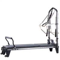 Demi-reformer de Pilates réglable en alliage d'aluminium durable, lit noir pour studio de yoga, salle de sport, entraînement corporel et exercices