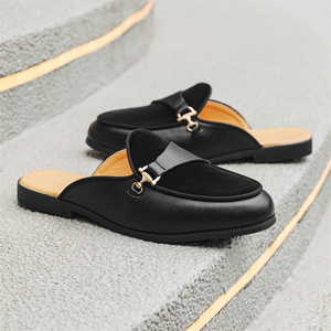 <b>Summer</b> Plus Size Breathable Slip <b>Slippers</b> Men's Europe and the United States British Light Luxury No Heel One Kick Men's Shoes - Product Image 4