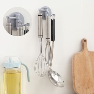 Three Branch Swivel <b>Hook</b> Adhesive Wall Mounted Punch Free For Bathroom <b>Kitchen</b> Dormitory Storage <b>Hooks</b> Round Shape - Product Image 3