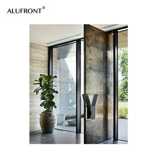 <span class=keywords><strong>Porte</strong></span> pivotante <span class=keywords><strong>d</strong></span>'<span class=keywords><strong>entrée</strong></span> moderne en aluminium noir Alufront série 100, design personnalisé de luxe, sécurité renforcée pour villa - Product Image 5