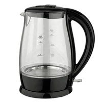 Bouilloire électrique sans fil GEDITAI 1,8 L en verre borosilicate transparent, contrôle numérique, arrêt automatique, base rotative à 360°