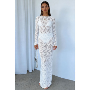 <span class=keywords><strong>Abito</strong></span> Lungo <span class=keywords><strong>in</strong></span> <span class=keywords><strong>Pizzo</strong></span> da Donna, Sexy e Trasparente, Casual, Vita Naturale, Ecologico, Lavabile, Primavera Estate - Product Image 1