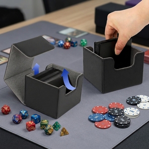 Nouvelle boîte de rangement pour cartes en cuir PU personnalisée avec logo double face pour Commander Deck 140+ cartes pour jeux de cartes TCG - Product Image 1