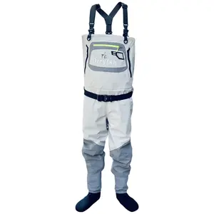 Pantalon de pêche respirant en néoprène, convertible poitrine-taille, avec <span class=keywords><strong>bottes</strong></span> intégrées, imperméable, pour kayak et pêche à la pataugeoire, pour hommes et femmes - En promotion - Product Image 1