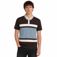 Polo rayé à manches courtes 300 g/m² avec logo personnalisé ODM, style tissu et fabrication pour affaires et loisirs