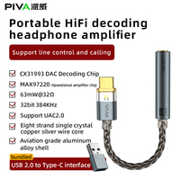 Amplificador de Auriculares PIVA BA30 Tipo-C a 3.5mm, Audio Hi-Res HIFI, DAC con Frecuencia de Muestreo de 384KHz y 32 bits, Decodificación Digital