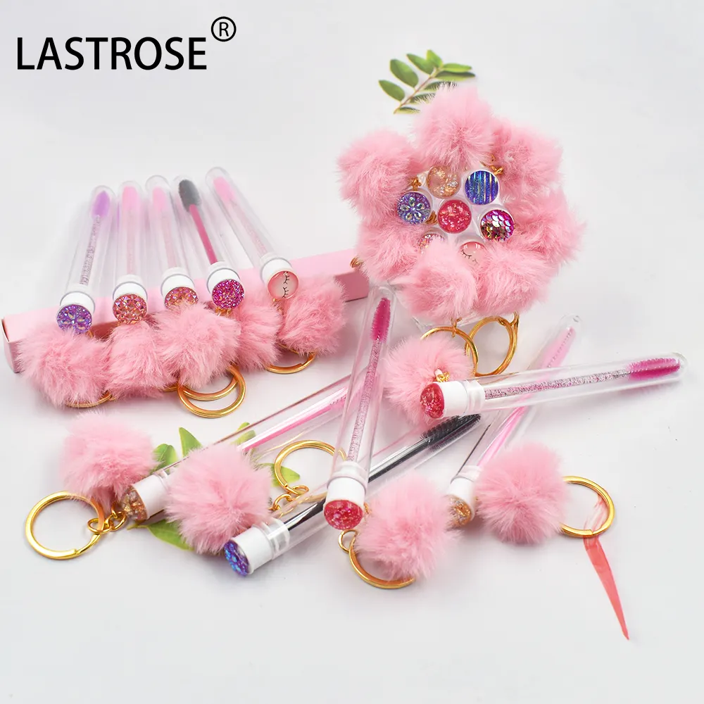 Private label pennello per lavaggio ciglia rosa curvo glitter strumenti per l'applicazione dell'estensione delle ciglia pennello per Mascara lashbrush
