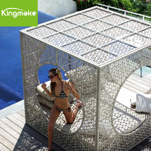 Hochwertige PE Rattan wasserdichte Terrassen möbel Freizeit Schwimmbad Liege Bett Außen pool Sonnen liege Strandkorb Daybed - Product Image 6