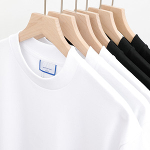 T-shirt Oversize da Uomo di Alta Qualità 400 GSM, Pesante 500 GSM, 100% Cotone, Bianco Nero, Personalizzabile, Collo Alto, Vestibilità Ampia, T-shirt 400 GSM - Product Image 2