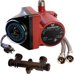 Pompe de circulation Grundfos 1/25 Hp 115V rouge, non submersible, pour usage intérieur, avec minuterie et connecteurs flexibles - Product Image 1