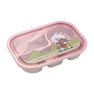 Boîte à lunch pour enfants en acier inoxydable 304 de qualité alimentaire avec compartiments, boîte à lunch scellée pour étudiants au design esthétique et ludique - Product Image 2