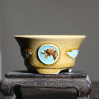 Pot à Bonsaï de Yixing en Chine, Pot Émaillé de Forme Ronde avec Dessin de Dragon