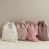 Sac en toile de coton blanc réutilisable avec cordon de serrage, personnalisé, en tissu de mousseline recyclé, tailles S et L, avec logo et double cordon