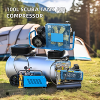 Compresseur d'air électrique portable lubrifié, réservoir de plongée sous-marine de 100 litres, nouveau compresseur de plongée sous-marine à piston, alimentation CA 300 bar