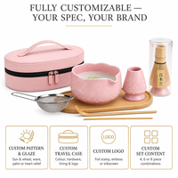 Kits de mélange de matcha de haute qualité, écologiques, rose, OEM, ensemble cadeau de 6 pièces, ensemble de thé matcha