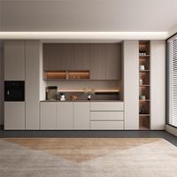Ensemble de Meubles de Cuisine Complet Design Moderne Comprend Meuble Sous-Évier Îlot de Cuisine Plan de Travail en Acrylique Corps en Panneau Mélaminé Écologique