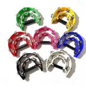 <span class=keywords><strong>Tambourin</strong></span> à double rangée de clochettes, instrument à main en métal et plastique, shaker portatif pour la rentrée scolaire, le karaoké, les bars et les spectacles. - Product Image 2