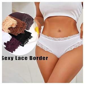 <span class=keywords><strong>Slip</strong></span> Bikini da Donna in Cotone Elasticizzato con Bordo Sgambato, Mutandine Sexy in Pizzo, Biancheria Intima Morbida ed Elastica per Donna - Product Image 5