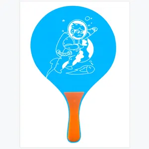 Новый пляжный комплект для игр с веслом, деревянная синяя Теннисная ракетка + Оранжевая ручка из ПВХ с 2 ракетками, 2 мячиками из термопластичной резины и сетчатым мешком, PA015