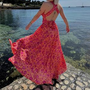 Vestido Casual de Verano para Playa, Elegante, con Tirantes Cruzados en V Profundo, Calidad Superior, 100% Rayón Voile, Viscosa - Product Image 2