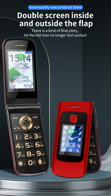 Flip up Dual Screen Large Speaker Function Button Backup Student Internet Access Phone Feature Phone Network 4G for Elderly