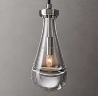 Lustre en verre de luxe de conception américaine, gouttelettes de pluie, simple, en laiton, gouttelettes d'eau, luminaire suspendu en verre transparent pour escalier, îlot de cuisine