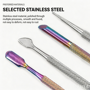 Stainless Steel Cuticle Pusher Professional <b>Nail</b> <b>Tool</b> Dual-Headed Manicure Instrument Metal Handle Multifunctional - Product Image 3