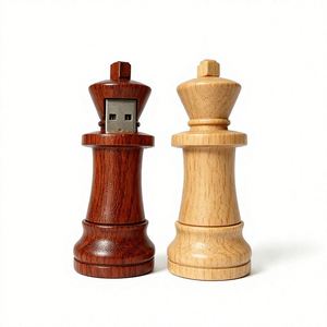 แฟลชไดรฟ์ USB รูปทรงกษัตริย์หมากรุกแบบถอดได้ ทำจากไม้เนื้อแข็ง พร้อมสลักโลโก้ด้วยเลเซอร์ สำหรับธุรกิจ ชมรมหมากรุก ของขวัญแปลกใหม่ - Product Image 2