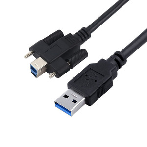 Usb 3.0 Printer Cable A Male To B Male With <b>Screws</b> Black Aluminum Foil Shielding Tin Plated <b>Copper</b> Core - Product Image 1