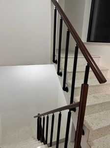 Modern Eenvoudig Ontwerp Voor Ijzeren Trapleuning Interieur Ijzeren Trapleuning Roestvrijstalen Houten Trapleuning - Product Image 4