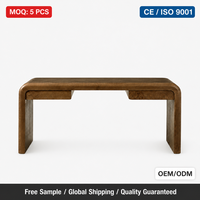 Bureau moderne en bois de palissandre en forme de U avec 2 tiroirs, bureau de luxe pour bureau à domicile, bureau contemporain en cascade pour maison et hôtel