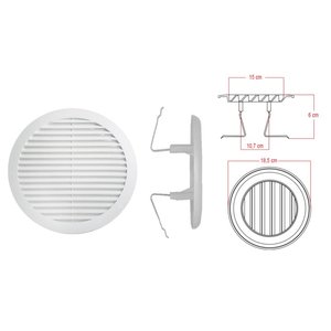 Griglia di ventilazione rotonda con molla D185mm foro regolabile 120-160mm Made in Italy-materiali elettrici/ventilatori - Product Image 1