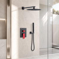 Ensemble de douche à effet pluie avec robinet dissimulé, système de douche mural en cuivre moderne pour hôtel et appartement
