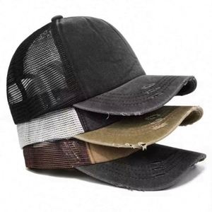 Casquette de camionneur unisexe en coton 5 panneaux, style hipster, effet délavé vintage, avec boucle métallique, tendance mode estivale - Product Image 1