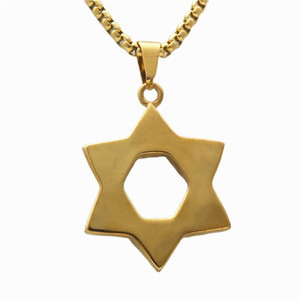 Collier avec pendentif étoile à six branches en acier inoxydable pour homme, style punk rétro 233064 - Product Image 3
