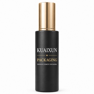 Flacon compte-gouttes de luxe noir à épaule plate 60 ml 100 ml en verre pour sérum, huile visage et soins de la peau - Product Image 2