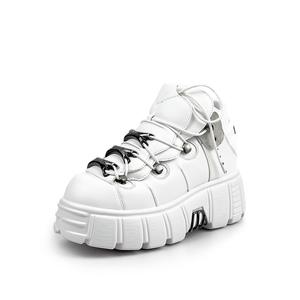 รองเท้าบูทหนังสไตล์พังก์สำหรับผู้หญิงและผู้ชาย รุ่นใหม่ ปี 2024 สไตล์เฮฟวีเมทัล พื้นหนา แบบโกธิค ดาร์ก สำหรับขี่มอเตอร์ไซค์ ทันสมัย - Product Image 4