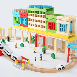Chất Lượng Cao Tương Tác Giáo Dục Đồ Chơi Đặt Bằng Gỗ <span class=keywords><strong>Train</strong></span> Theo Dõi Xây Dựng Khối <span class=keywords><strong>Train</strong></span> Đường Sắt Cho Trẻ Em - Product Image 2
