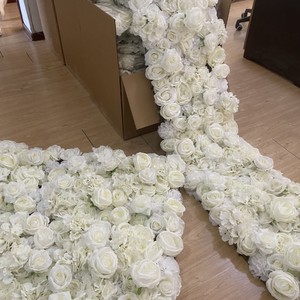 Parete floreale 8*8 ft Roll Up Wedding Decor pannello per composizioni floreali sfondo da parete con fiori di rosa bianca - Product Image 4