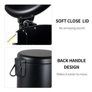 Poubelle ronde en acier inoxydable à commande au pied, blanche, noire, argentée, 3L, 5L, 12L, 20L, 30L - Product Image 5